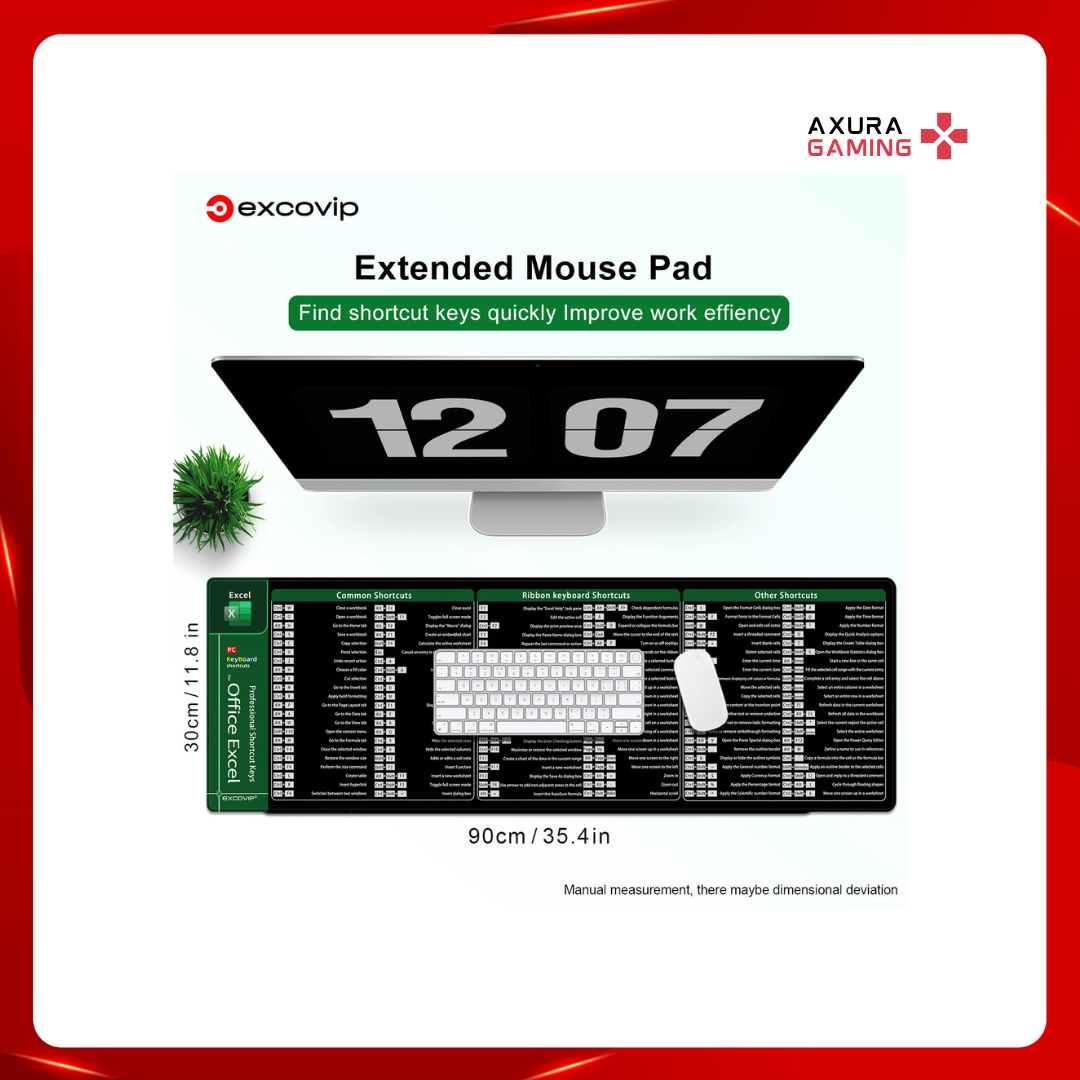 EXCO Mouse Pad with essential Excel Shortcuts - AxuraGaming