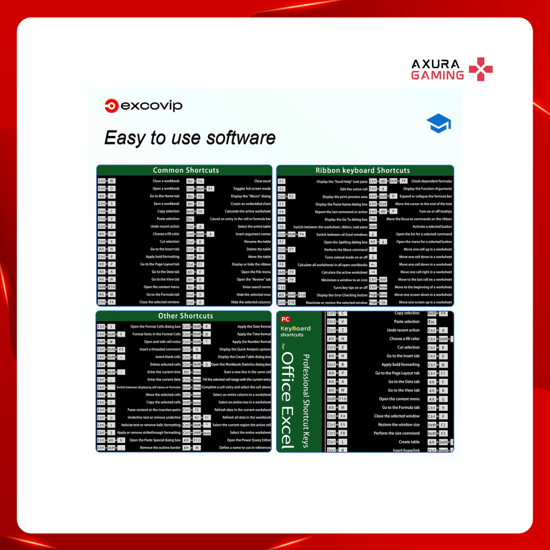 EXCO Mouse Pad with essential Excel Shortcuts